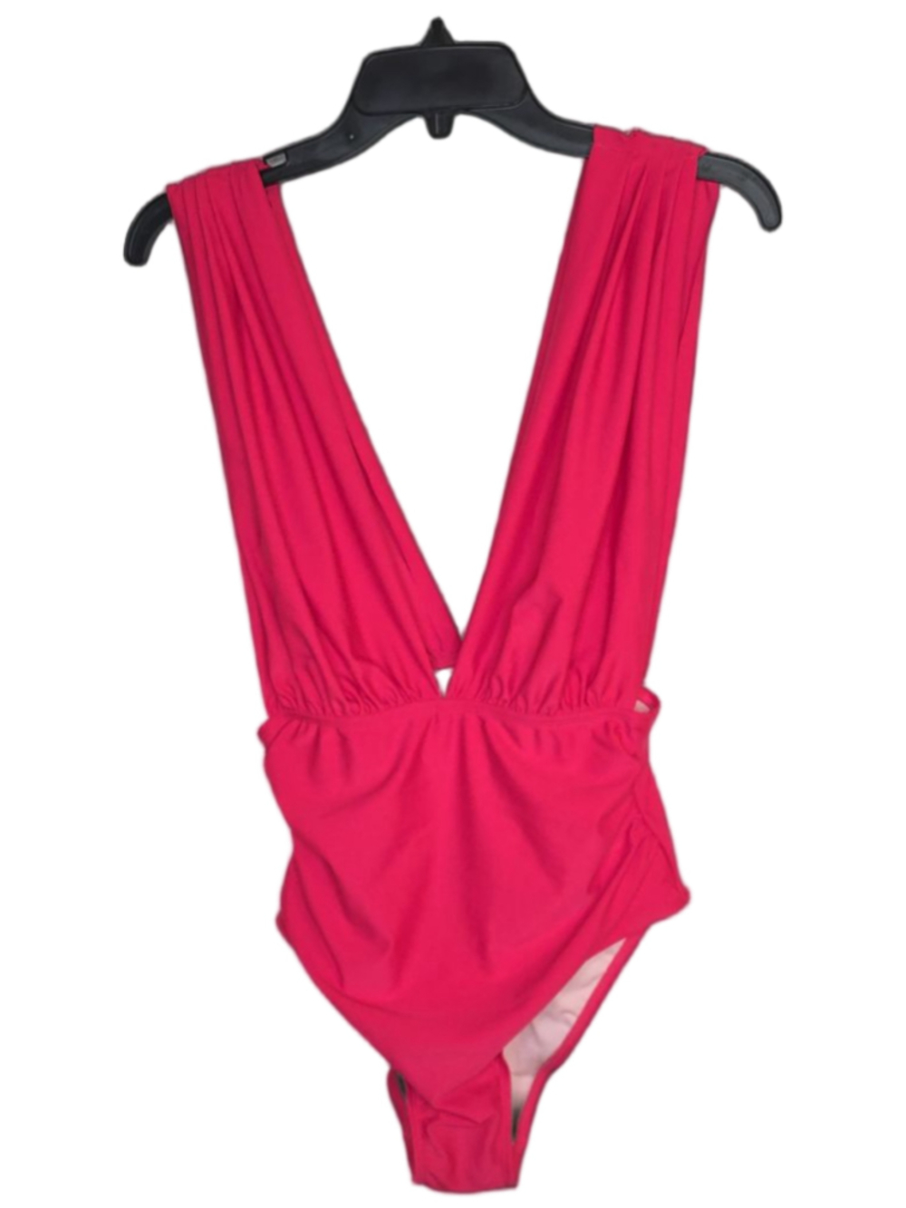 Cupshe One Piece Swimsuit Womens M Cherry Red Plunge Ruched Tummy Control - Picture 3 of 11